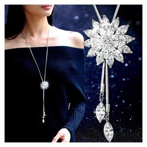 Flower Long Drop Adjustable Necklace